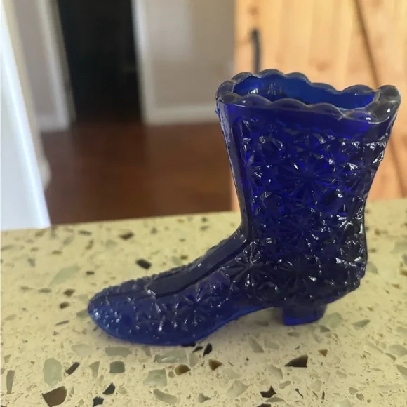 Vintage Cobalt Blue Glass Boot Figurine - Picture 1 of 4